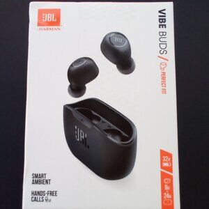 JBL VIBE BUDS IN-EAR SOUND ISOLATING TRUE WIRELESS EARBUDS MODEL # JBLVBUDSBLKAM